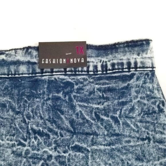 Fashion Nova Pencil Skirt Womens Size1X Stretch Acid Wash Mini Length NEW - Picture 5 of 12